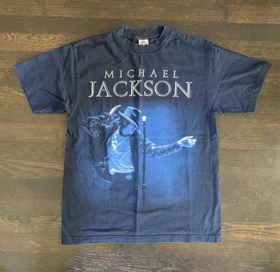 Vintage Michael Jackson T Shirt Mens Medium Navy Blue Short Sleeve Shirt