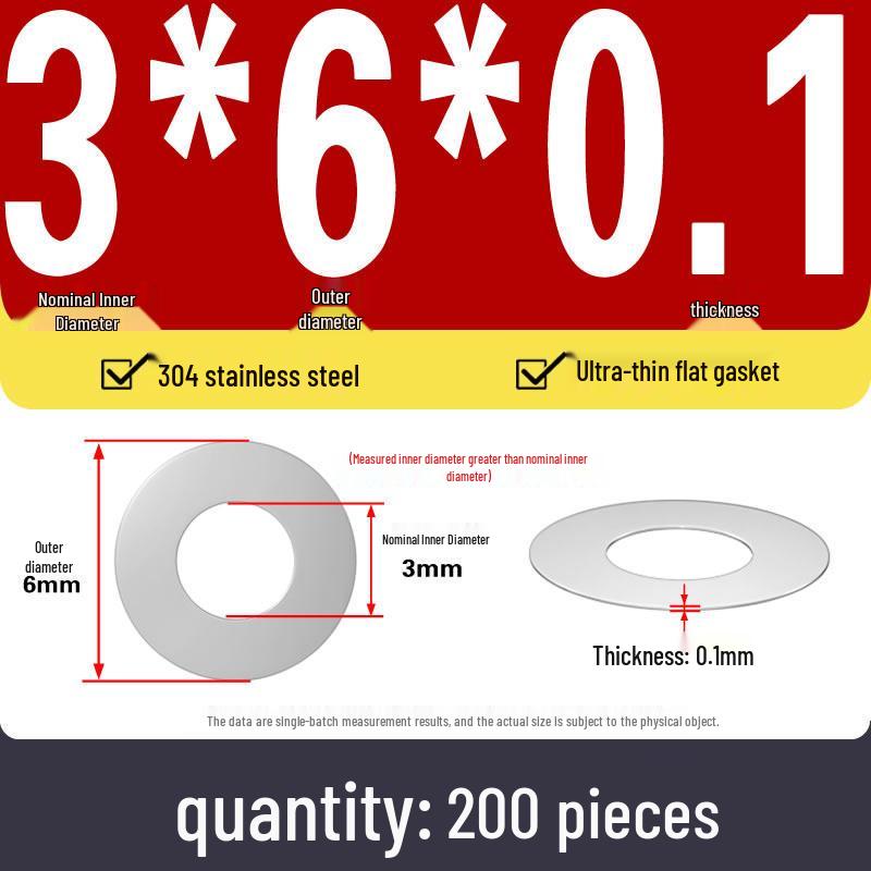 Plochá podložka z nerezové oceli 304 pro nastavení vůle hřídele (0,1/0,2/0,3 mm)