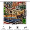 Vintage Route 66-Themed Car Shower Curtain For Bathroom Decor Pixel Art Style Retro Design Featuring Classic American Automobile