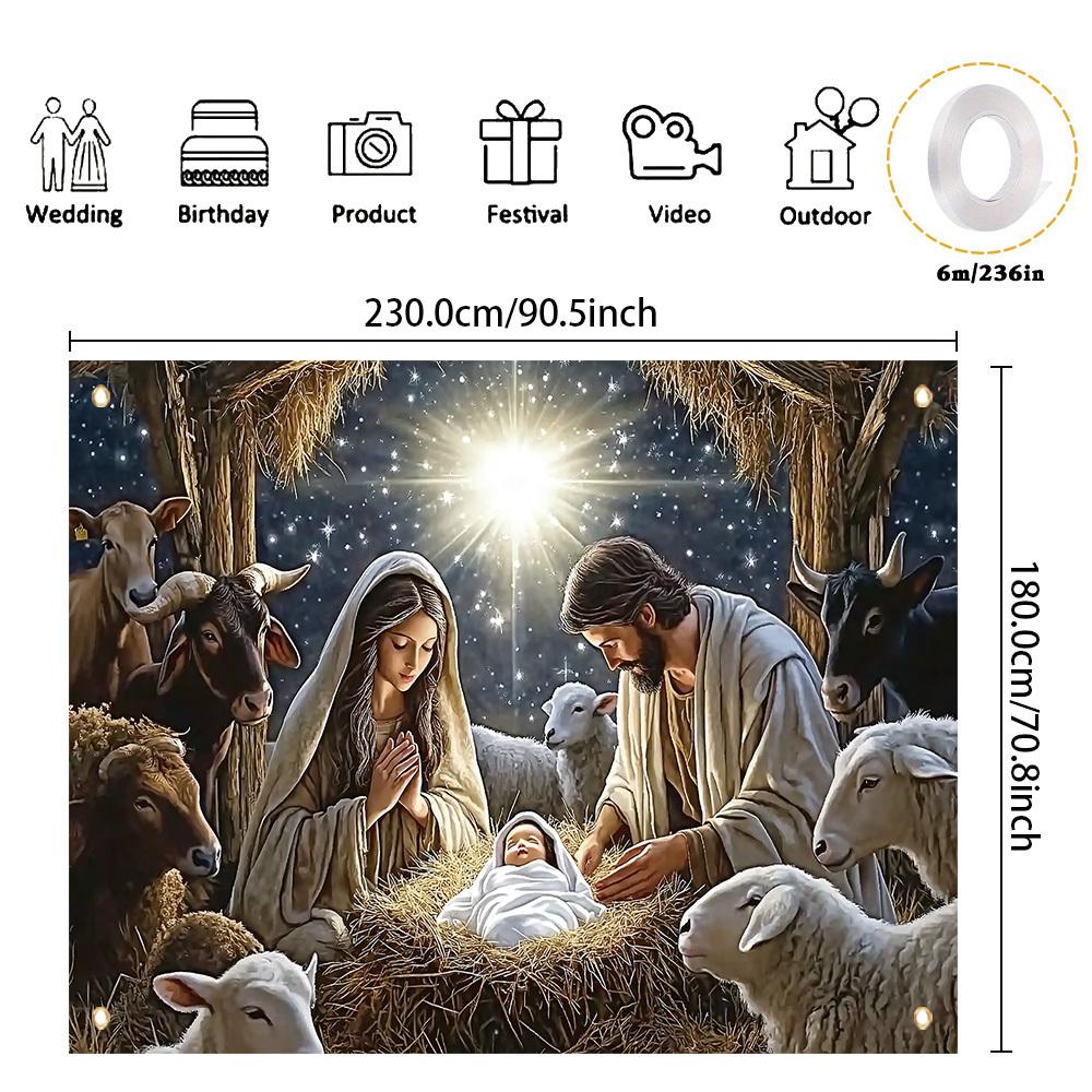 Weihnachts Krippe Fotografie Hintergrund - Helles Polyesterfaser Party Banner, Außenfeier