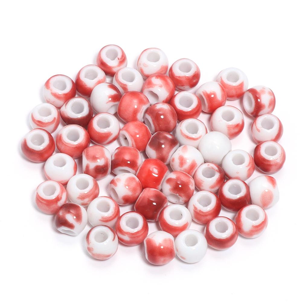 30pcs/lot Round Shape Ceramic Beads Colorful Loose Beads Spacer Beads For DIY Jewelry Making Necklace Bracelet Accessories