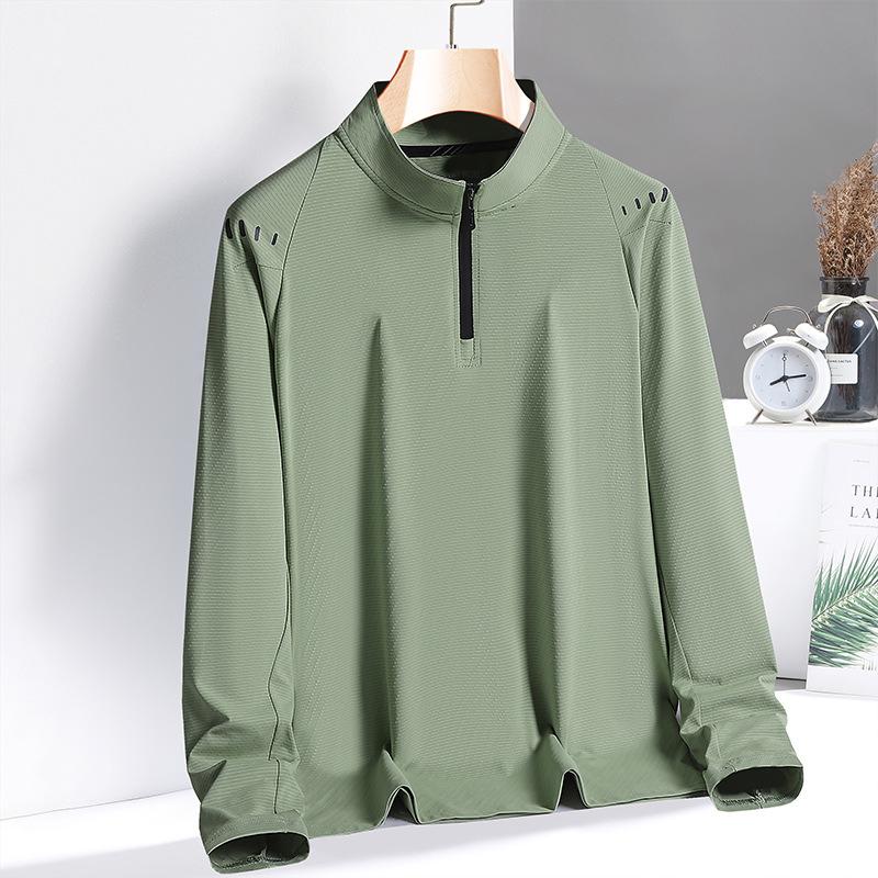 

Быстросохнущая одежда Мужские быстросохнущие футболки с длинными рукавами Спортивный воротник-стойка Эластичная дышащая быстросохнущая высокоэластичная одежда XXXL