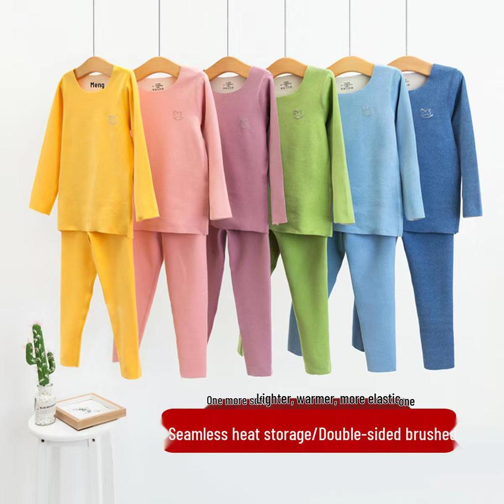 Children's Fleece-Lined Double-Sided Warm Underwear Set