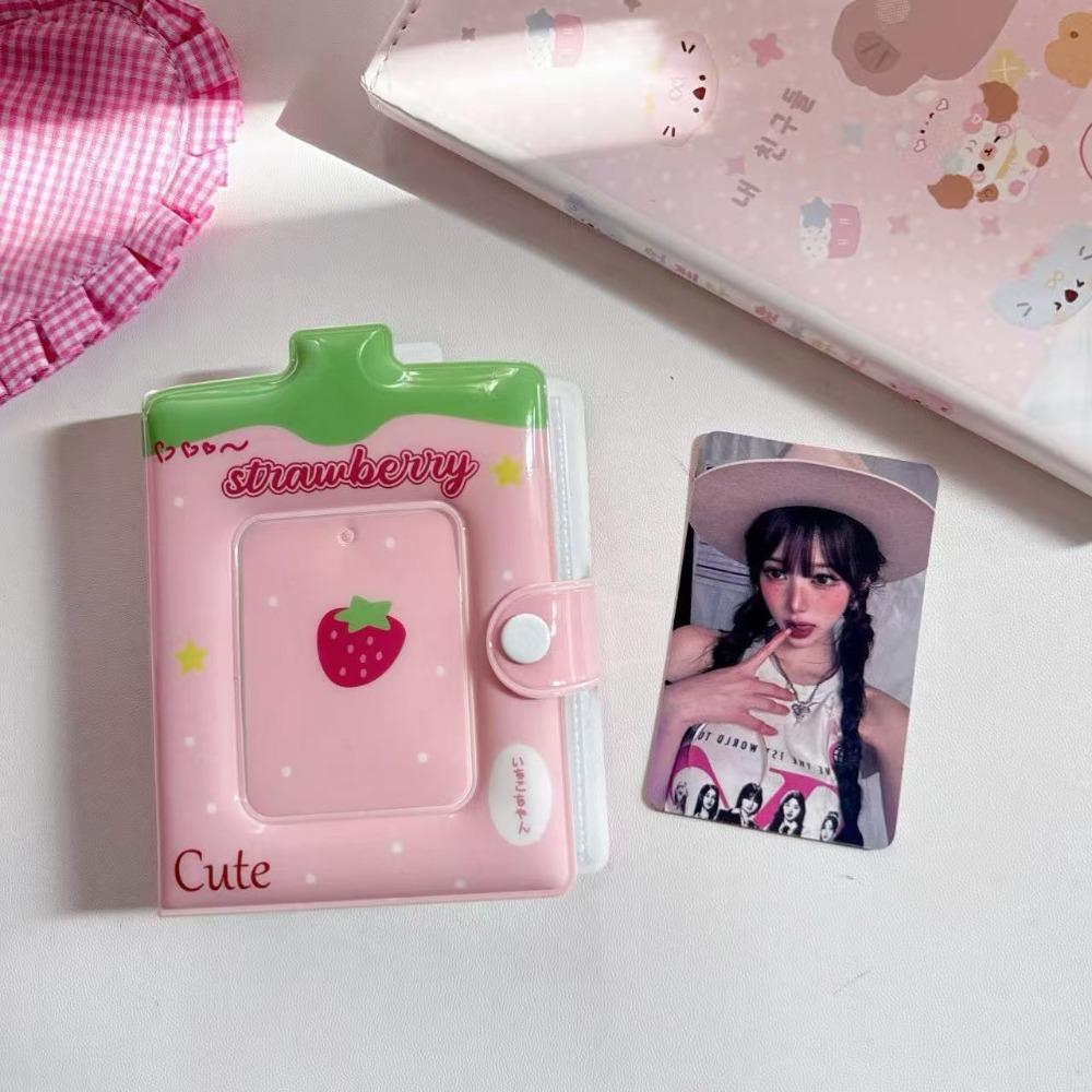 

Cute PVC Card Album Mini with 16 Internal Pages Idol Card Collect Book 3 Inch Postcard Book рожевий