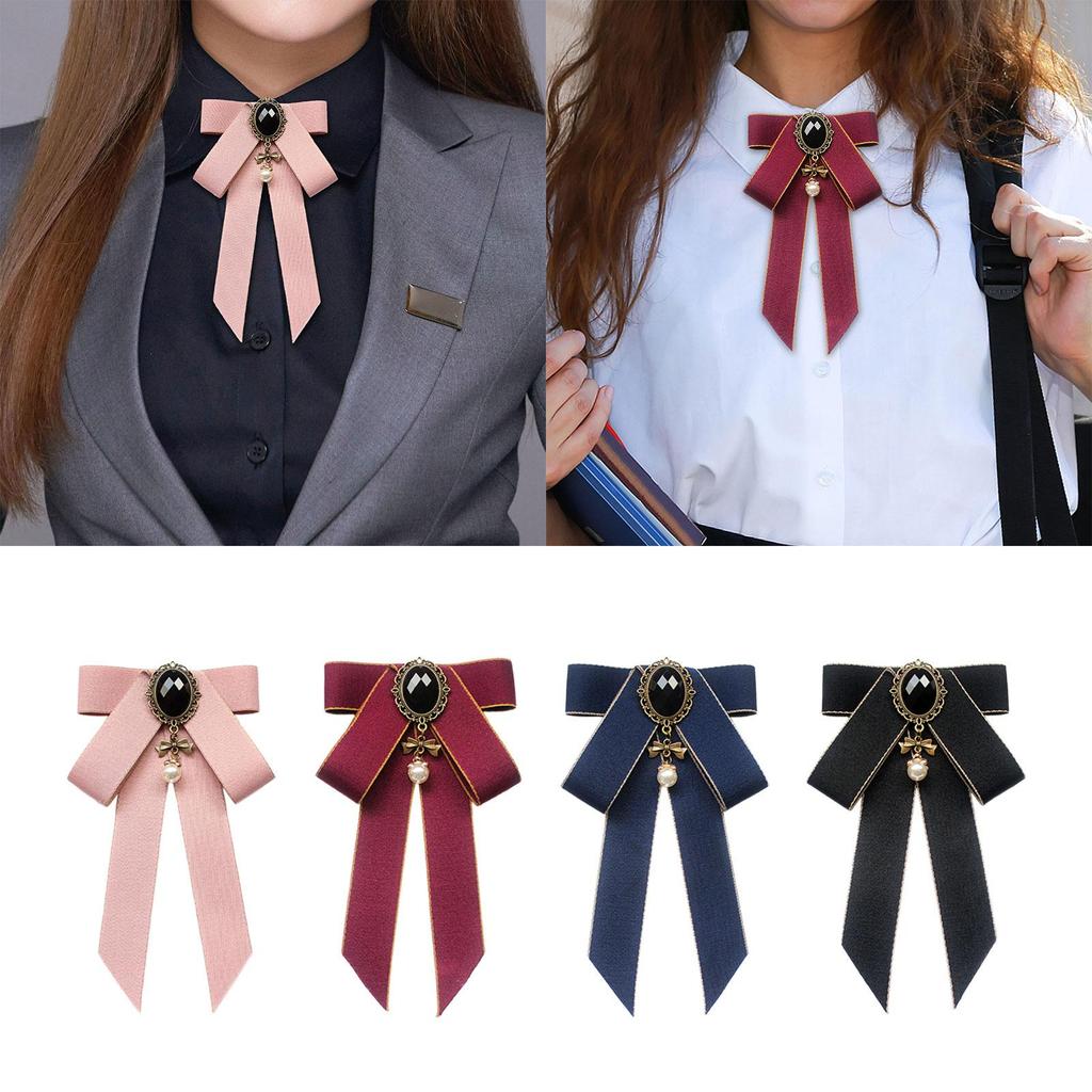 Bow Tie Ribbon Brooch Necktie Pre Tied Ladies Pin Bowknot Shirt for Uniform