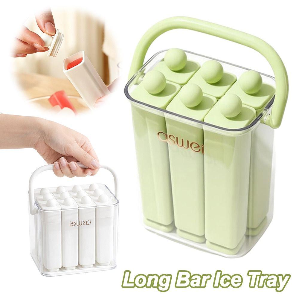 With Lid Old Popsicle Mold Silicone Frozen Ice Cream Molds New Long Bar Ice Tray for Freezer