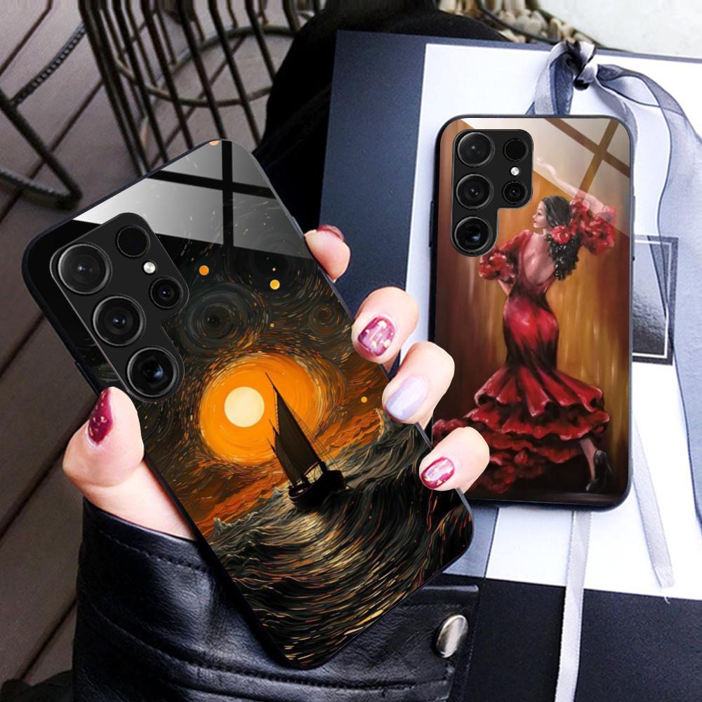 Abstract Oil Painting Phone Case for Samsung Galaxy S26 S25 S24 S23 S22 S21 S20 Note20 Plus FE Ultra Glass Protective Cover