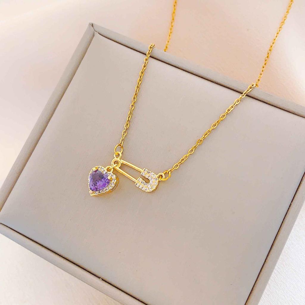 Necklace European and American Love Pin Necklace Female Personality Light Luxury Titanium Steel Collarbone Chain Wind Advanced Sense Niche