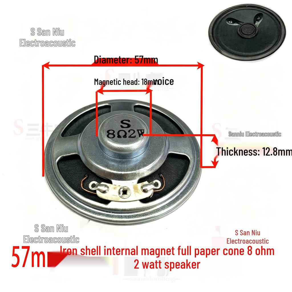 57mm Iron Shell 5W 8 Ohm Loud Magnet Speaker with Full Paper Cone for Radio Broadcast