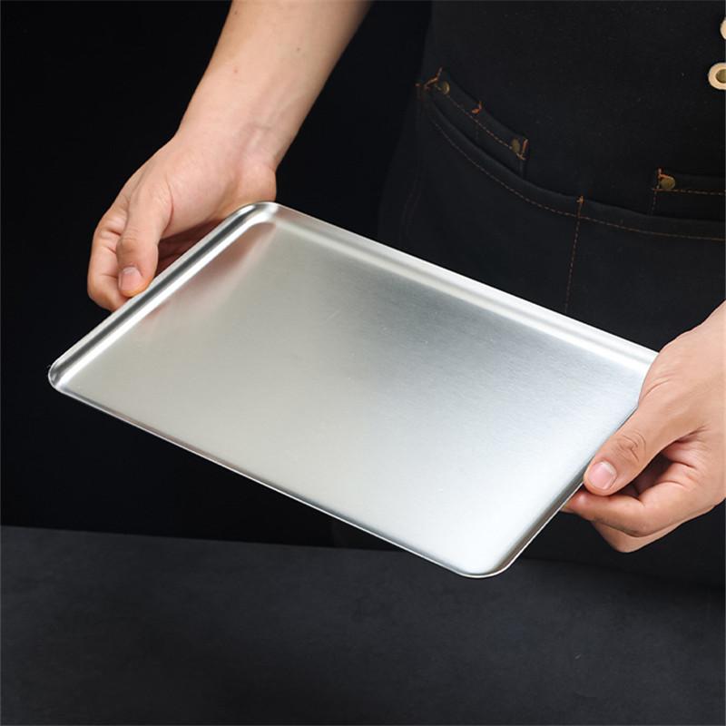 Rectangular 304 Stainless Steel Plate Barbecue Plate Hot Pot Buffet Tray Square Snack Dessert Trays Kitchen Cook Accessories