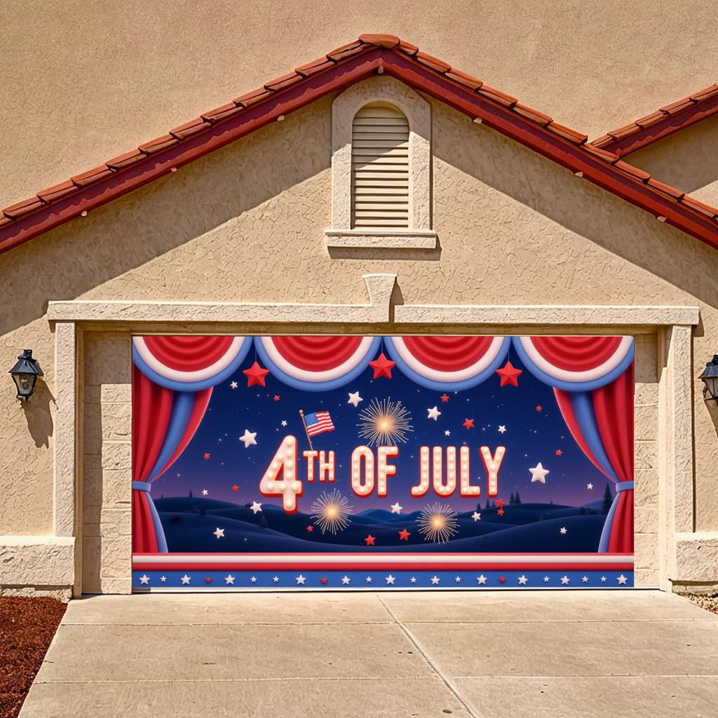 Polyester Material 4. Juli Banner Leichtes Viertes Juli Banner Feuerwerk Design Dekorative Wimpelkette für Feiertagszusammenkunft