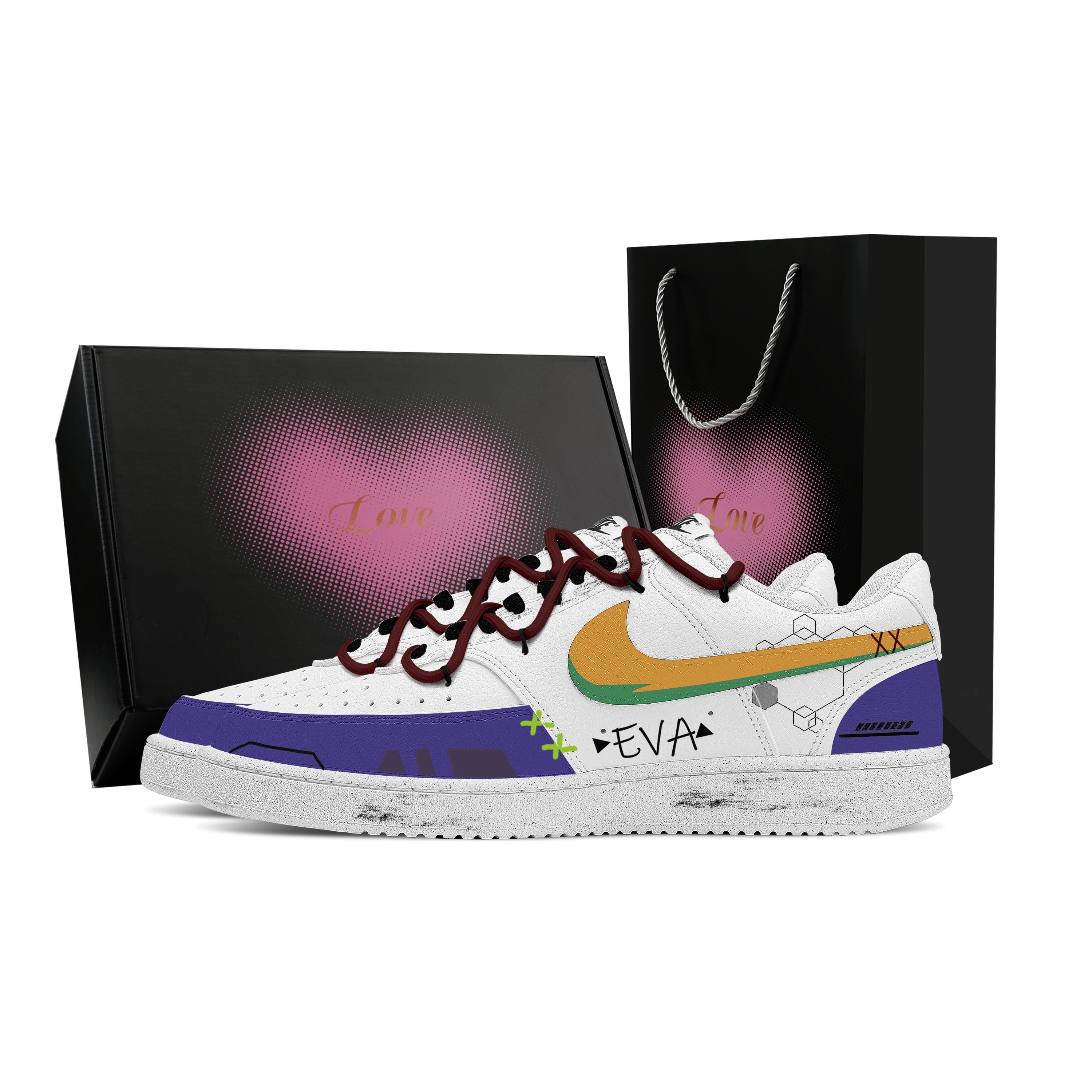 

Nike Court Vision 1 Initial Machine No. Heart Box Abrasion Resistant Low top Skateboard Shoes Men s Purple Yellow DH2987-101(Team529--) 45
