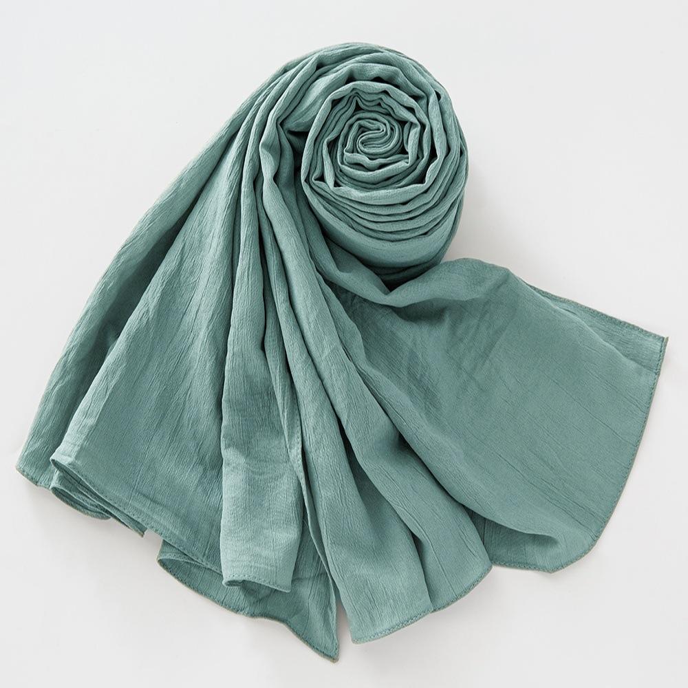 New Breathable Crumpled Scarf For Women Girls Solid Scarves Soft Cotton Wrinkle Pashmina Shawl Foulard Winter Warm Wrap Shawls