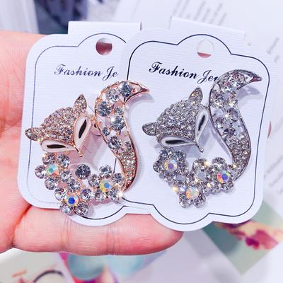 Niedliche Fuchs-Brosche, Mode-Kristall-Tier-Pin, einfache Strickjacke-Broschen für Frauen, Pullover, Mantel, Kleidung, Dekoration, Schmuck