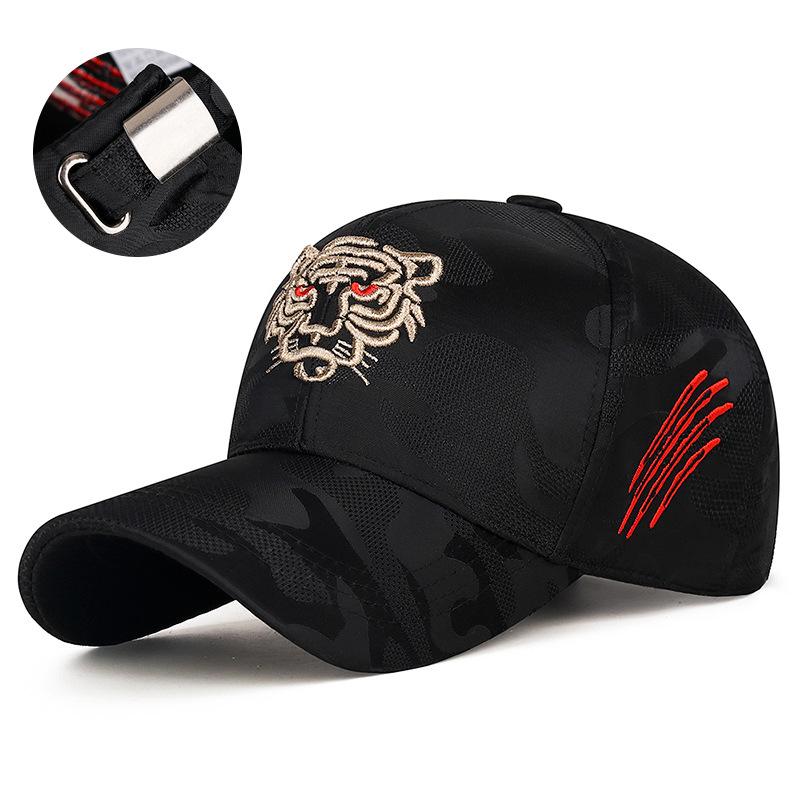 Tiger-head Three-dimensional Metal Thread Embroidery Sunshade Men's and Women's Gauze Net Hats Camouflage Baseball Hats