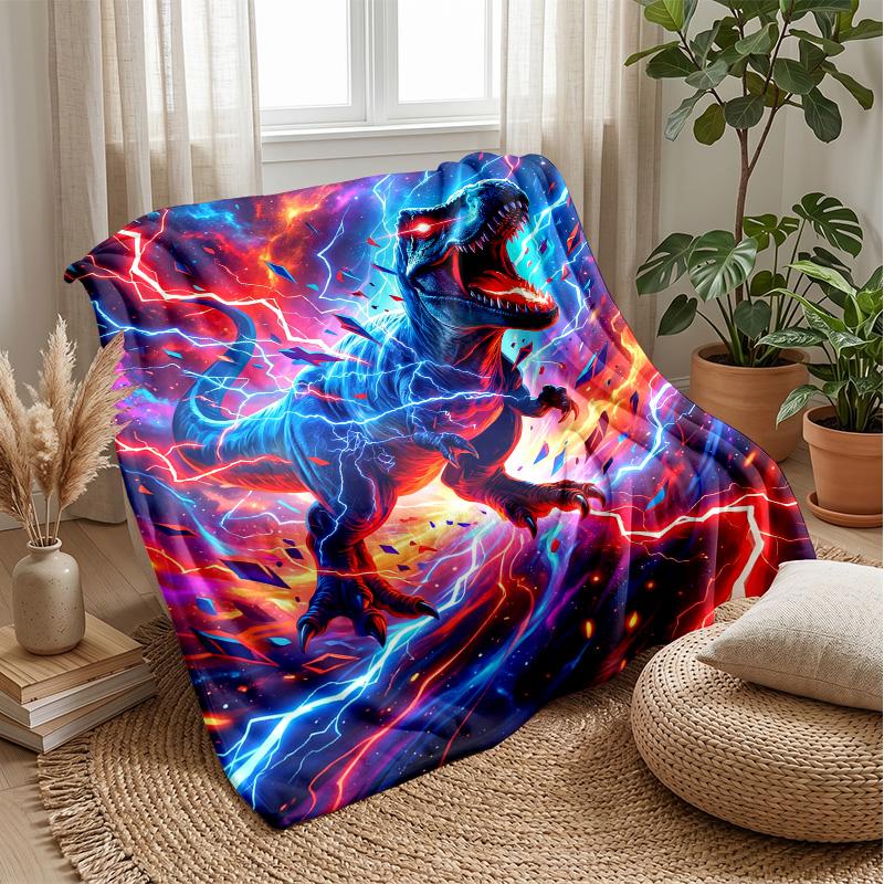 Electric Dinosaur Storm 1 Theme Blanket Lightweight Warm Flannel Blanket Decorative Throw Blanket for Home Decoration