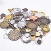 10/20/30pcs Mixed Vintage Alloy Round Blank Settings Base Pendant Metal Cabochon Charms For Jewelry Making Bulk Junk Cases Charm
