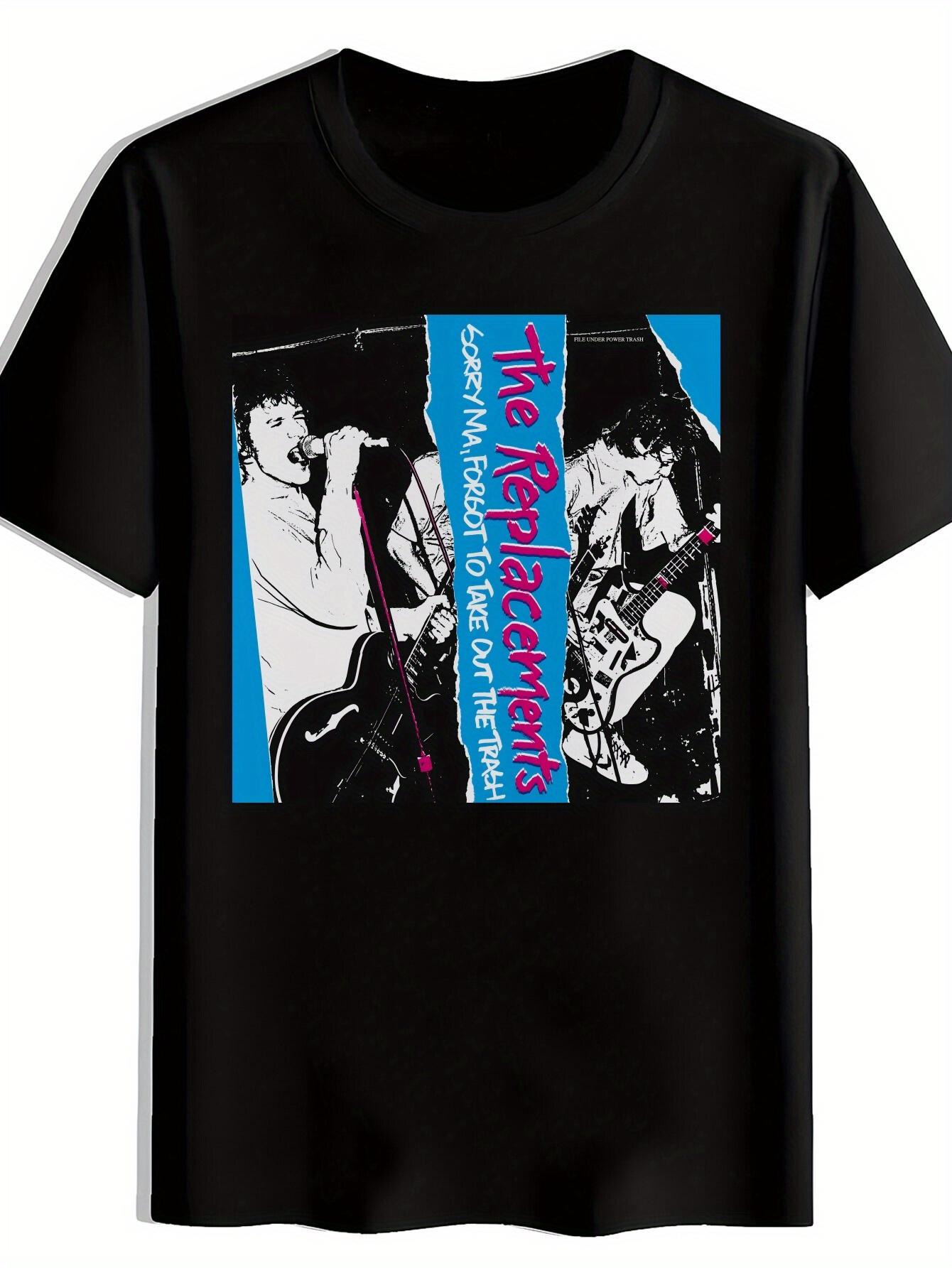 T-shirt Black with The Replacements Band Graphic - Casual Crew Neck S