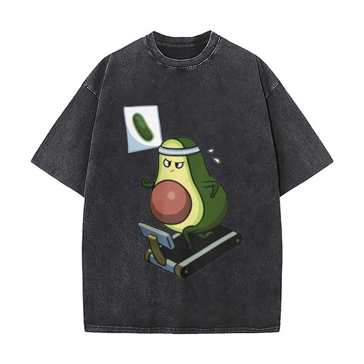 

Avocado Workout Funny Art Loose Solid Distressed T Shirt American Casual Crew Neck Top S