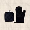 2-piece Set of Pure Cotton Silicone Insulated Gloves, Baking Oven Heat-resistant Gloves+flowerpot Holder Combination