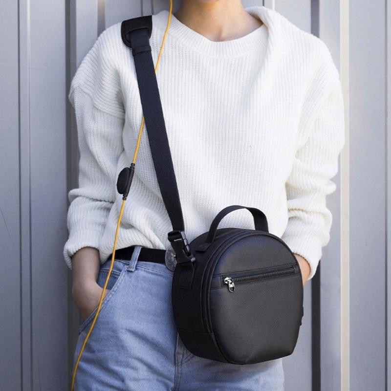 Headphone Carrying Case Organiser Bag with Zippered Pocket for Charging Cable Accessories Storage Black