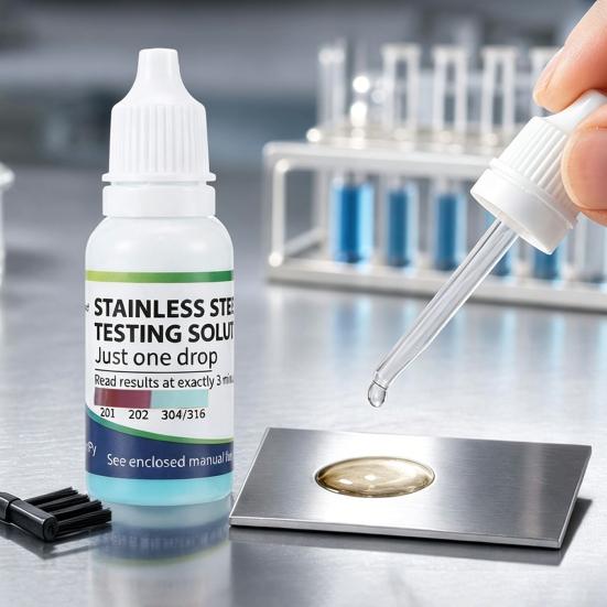 Yousheng 1/2Pcs 15ML Stainless Steel Test Liquid, 200-304 Stainless Steel Identification Drops, Metal Testing Tableware Analysis Solution for Kitchen
