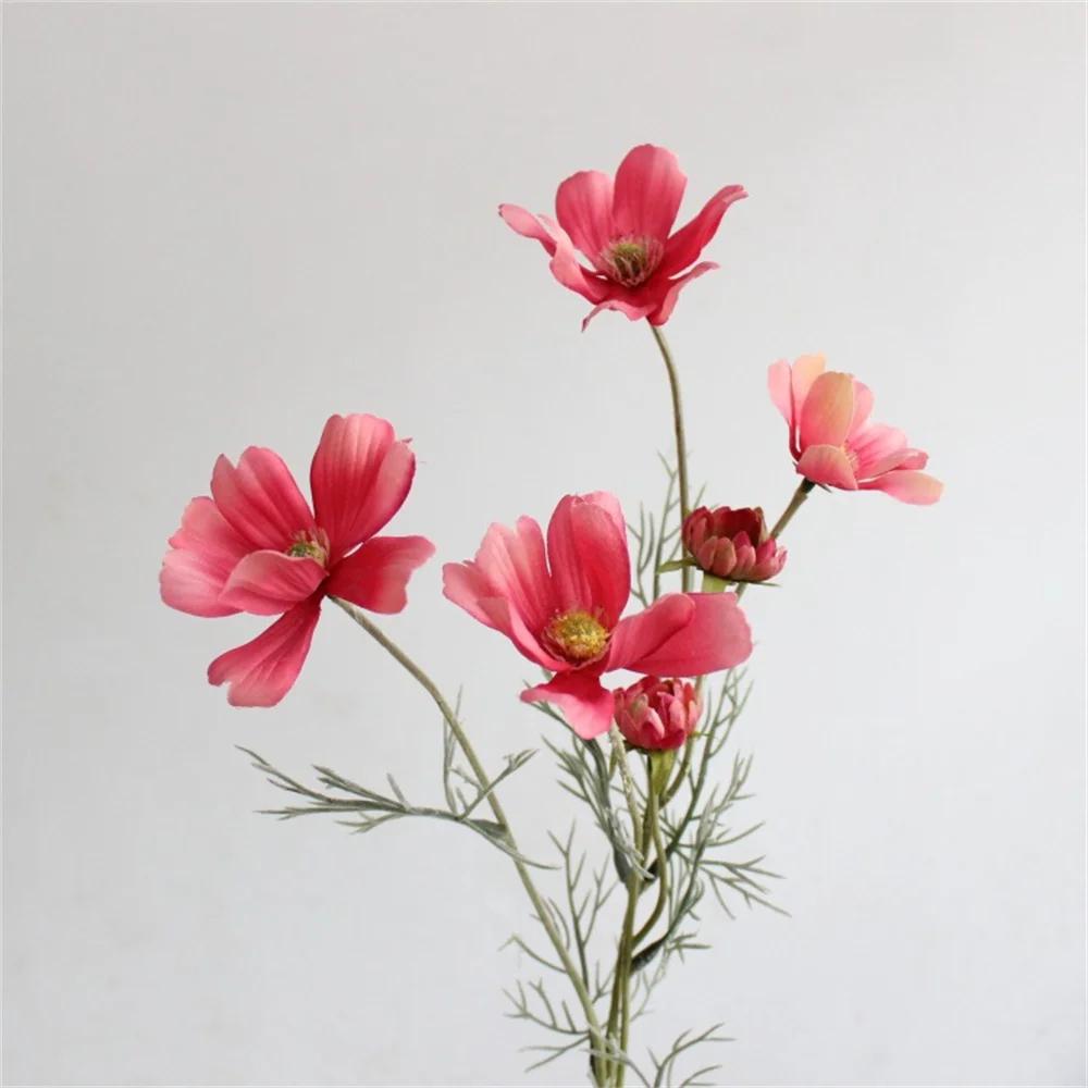 Artificial Gesang Flower Single Branch 4 Fork Queen Cosmos Fake Flower Silk Flower Bouquet Living Room Wedding Home Decoration