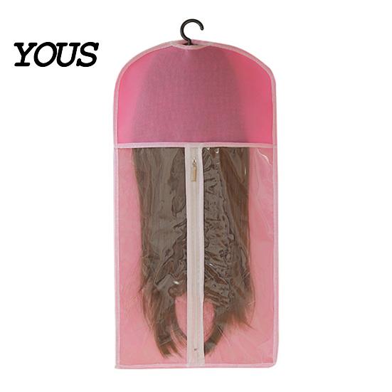 Non-woven Wig Storage Organizer Hanging Bag with Hook, Breathable Fabric Dust-proof Wardrobe Pouch Protector, Space Saving Portable Zipper Case