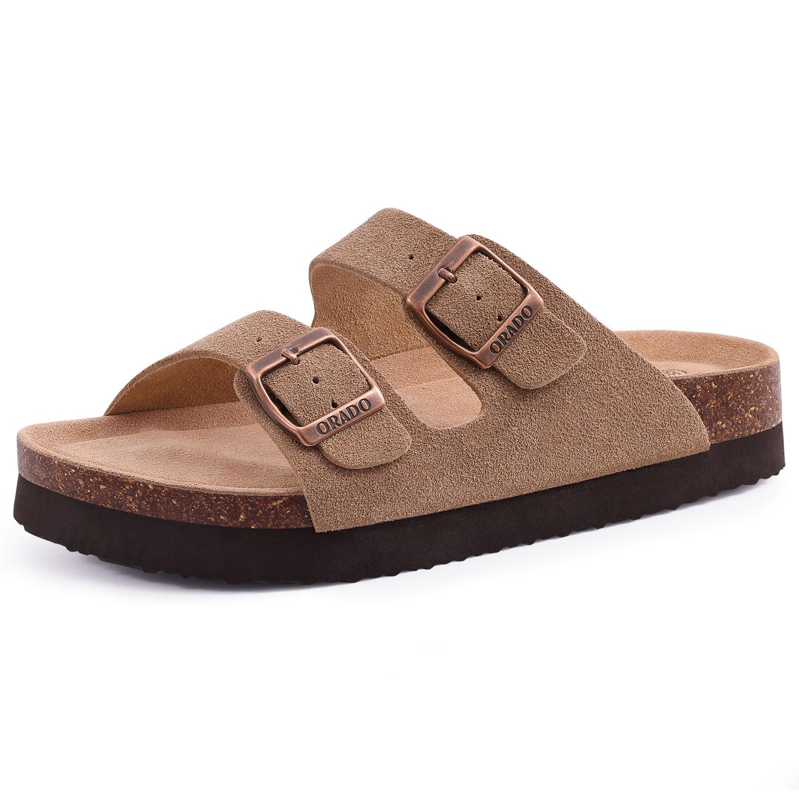 

Fashion Smile Fashion Men Double Buckle Sandals Cork Suede Men Slippers Outdoor Beach Slide Sandals Casual Soft Nonslip Sandals For Men 36