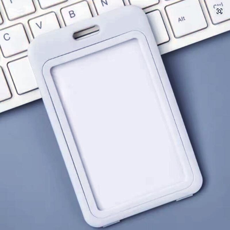 Cute Double Sided Transparent ID Card Holder Waterproof Name Badge Horizontal Id Badge Holder for Work School Clear Plastic