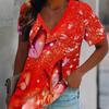 Butterfly Print Women Tshirt V Neck Short Sleeve Casual Loose Summer Tee Shirts