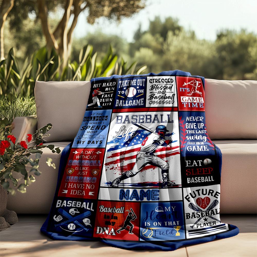 Baseball Passion Life Dreams Future Customizable Outdoor Blanket Personalized Text Durable Comfort Throw For Picnics Outdoor Travel And Camping Sofa