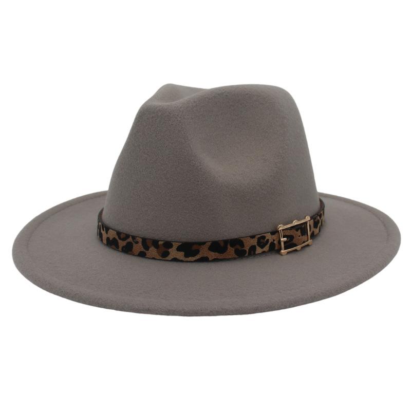 Cashmere Top Hat, Leopard Print Belt Accessories, Large Brim, Jazz Hat, Felt Hat.