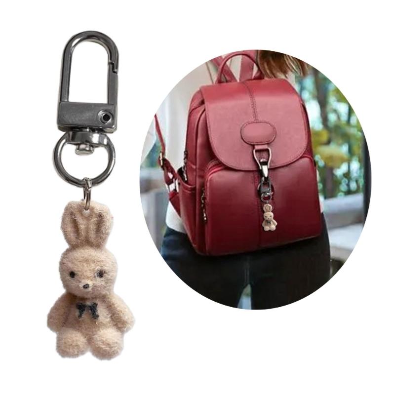 Unique Brown Plush Dolls Keychain Heart Bear Plush Keyring Cute Rabbit KeyRing Keychain Friend Birthday Gifts for Kids