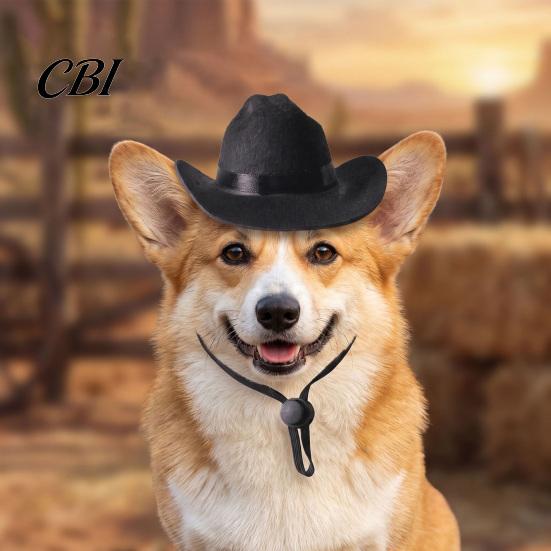 Outdoor Pet Accessory Cowboy Hat, Western Costume Retro Mini Adjustable Headwear Hat for Dogs Cats Halloween Party Cosplay Funny Photo Props