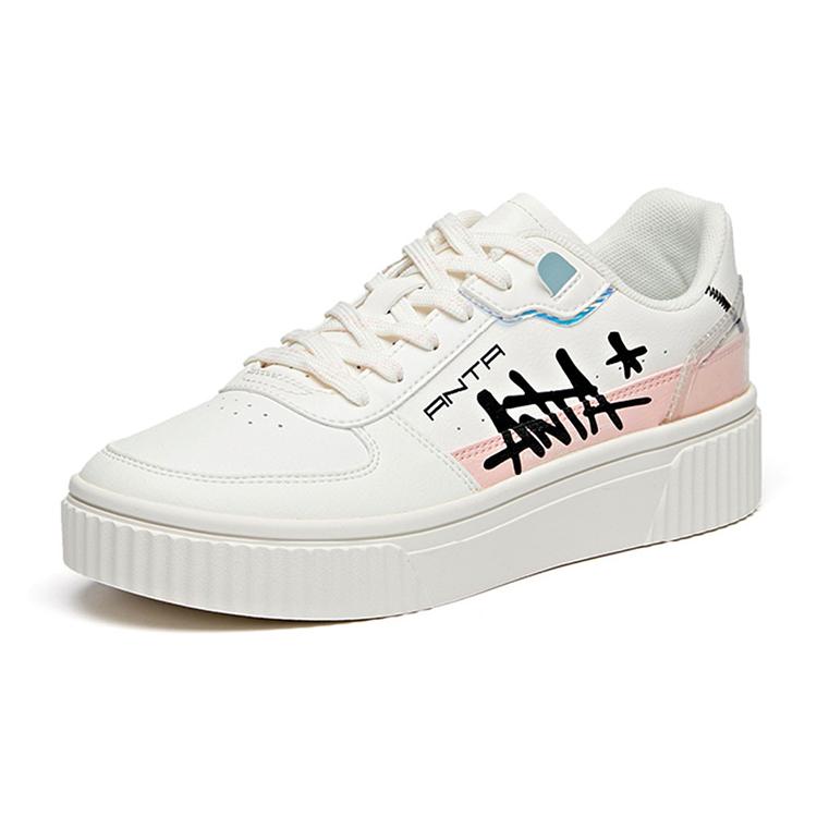 Anta Versatile Low top Skateboard Shoes Women's White Black Pink 122028064-1