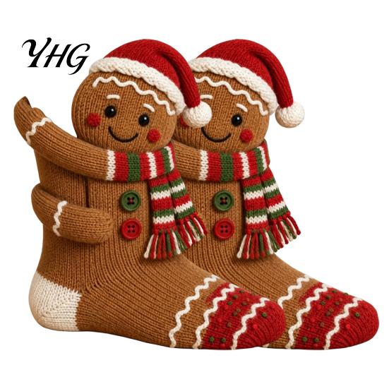 Reusable Thick Fabric Stocking 3D Hugging Christmas Stockings for Fireplace Decorations,Large Knit Holiday Gift Decoration Bags with Santa/Elk/Snowman