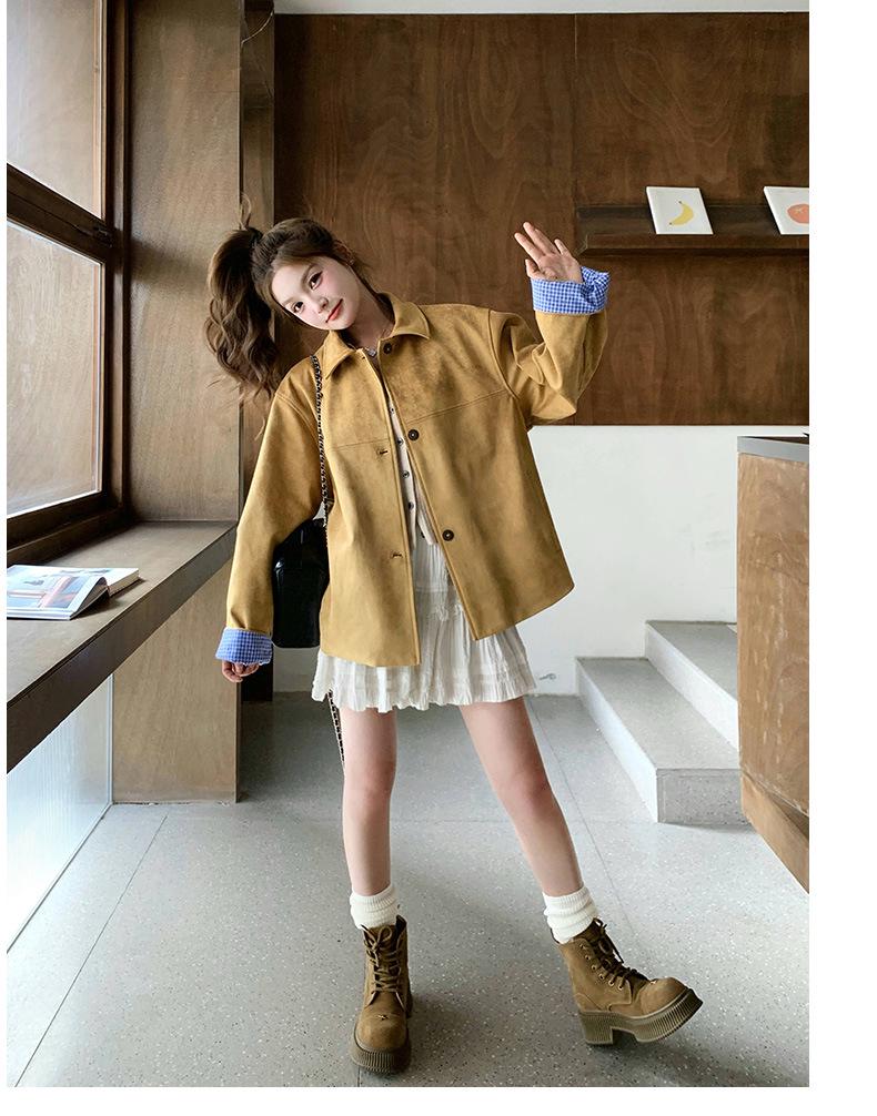 2025 New Korean Suede Lapel Jacket: Chic, Timeless, Age-Defying Style.