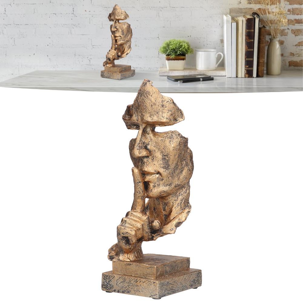 Office Decor Keep Silence Statue Unique Design Silence Thinker Resin Figure Ornaments  Home