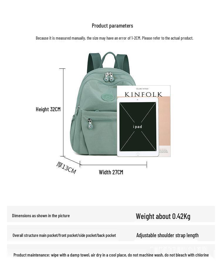 Modny damski plecak nylonowy o dużej pojemności, lekki, na rok 2025, do pracy, szkoły i na wycieczki