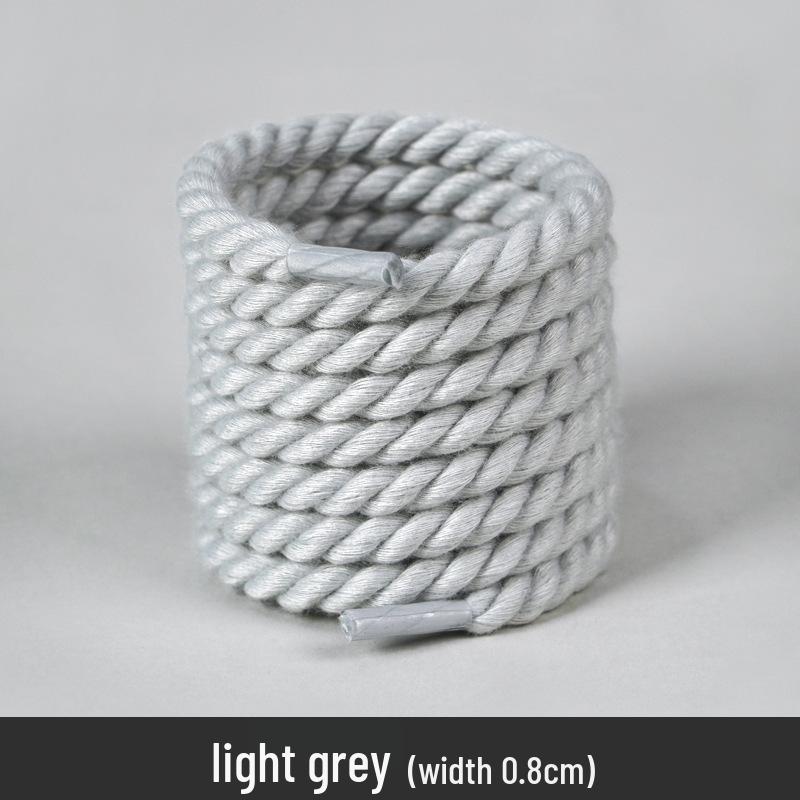 White Polyester Cotton Three-Strand Round Shoelaces - Versatile for Casual or Board Shoes (Pair)