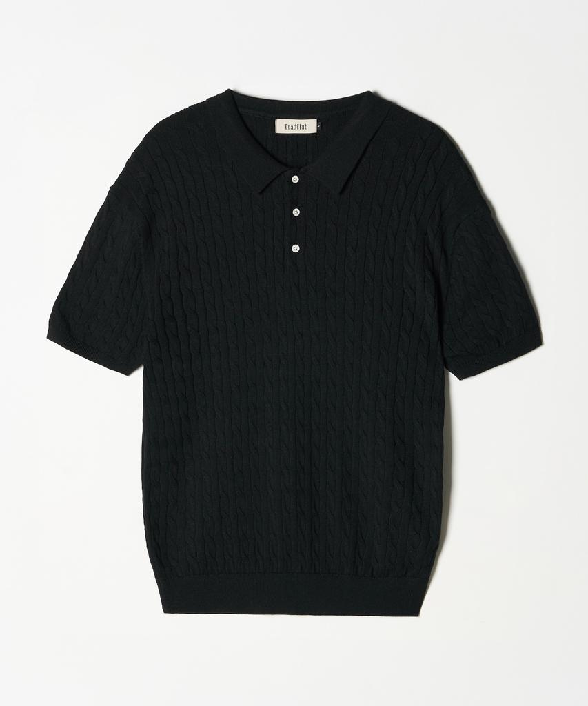 TRADCLUB Cable Collar Short Sleeve Knit 8 Colors (Type A)