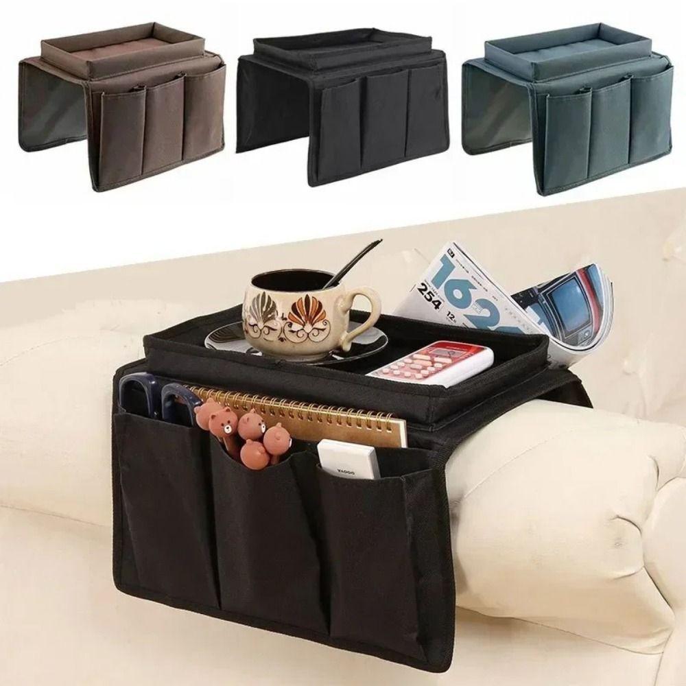 Non-Slip Sofa Handrail Tray Foldable Couch Arm Rest Organizer Couch Table Top Holder  Snack