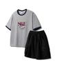 ALVINCLO [Set] Shine Ringer Oversized Short Sleeve T-Shirt, Single-Pleat Cargo, Wide Elastic Waist Shorts Set