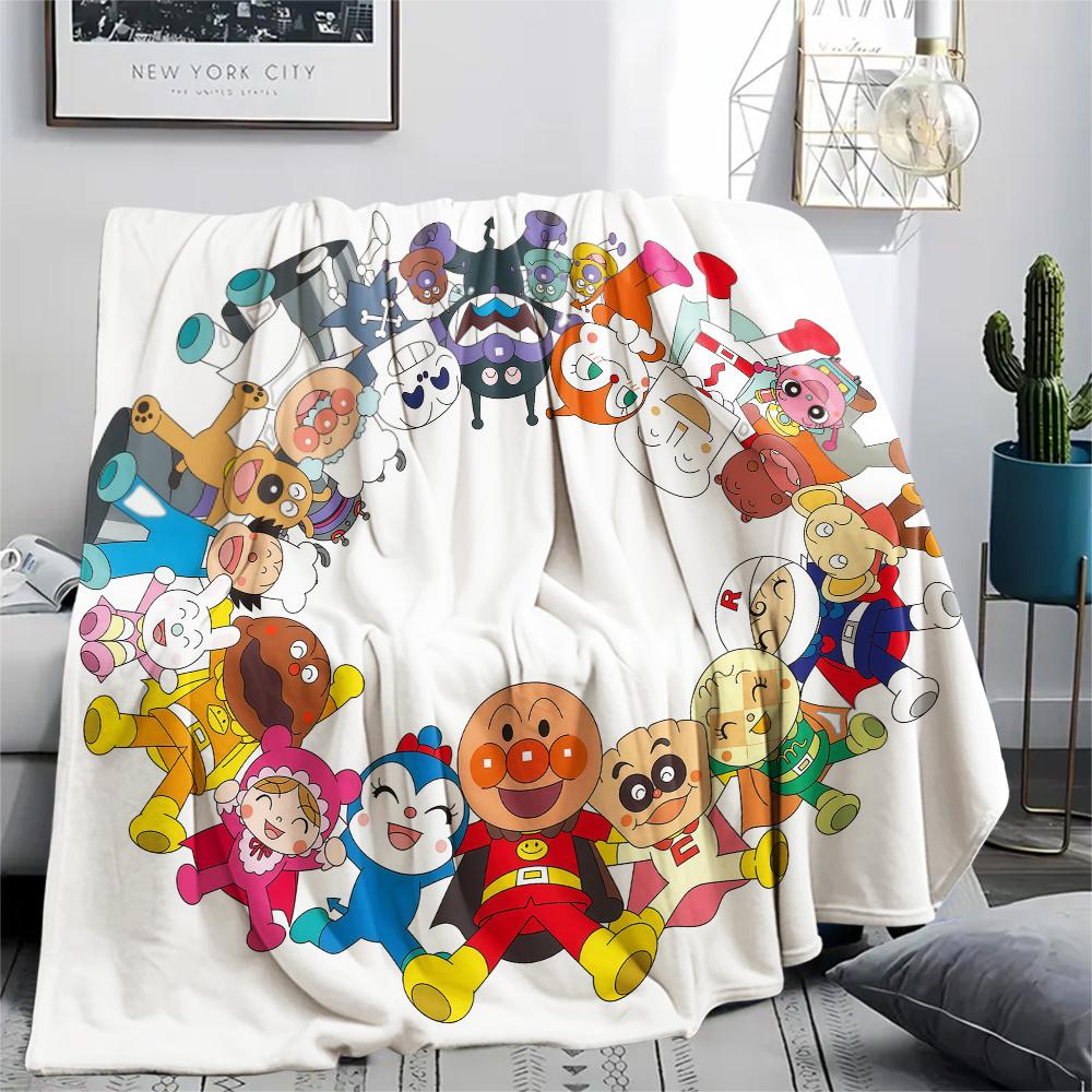 1PC Anpanman Print Flannel Blanket, High quality All Seasons, Home Decor, Warmth and Comfort, Perfect for Christmas Gifts