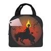 Vibrant Rider On Horseback In Flames Insulated Lunch Bag for Women Kids Portable Food Boxes Thermal Lunch Box Tote