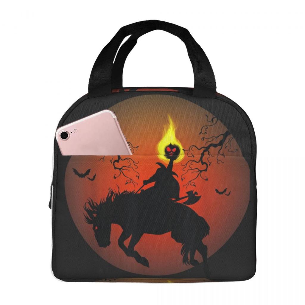 Vibrant Rider On Horseback In Flames Insulated Lunch Bag for Women Kids Portable Food Boxes Thermal Lunch Box Tote