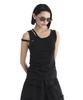 Teulimingbeodeu Double Strap Jersey Sleeveless Top [ Black ]