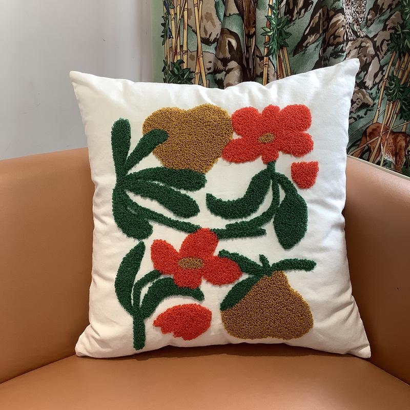 Kissenbezug mit Chenille-Stickerei: Sofa im pastoralen Heimstil, Dekokissen und Lendenstütze