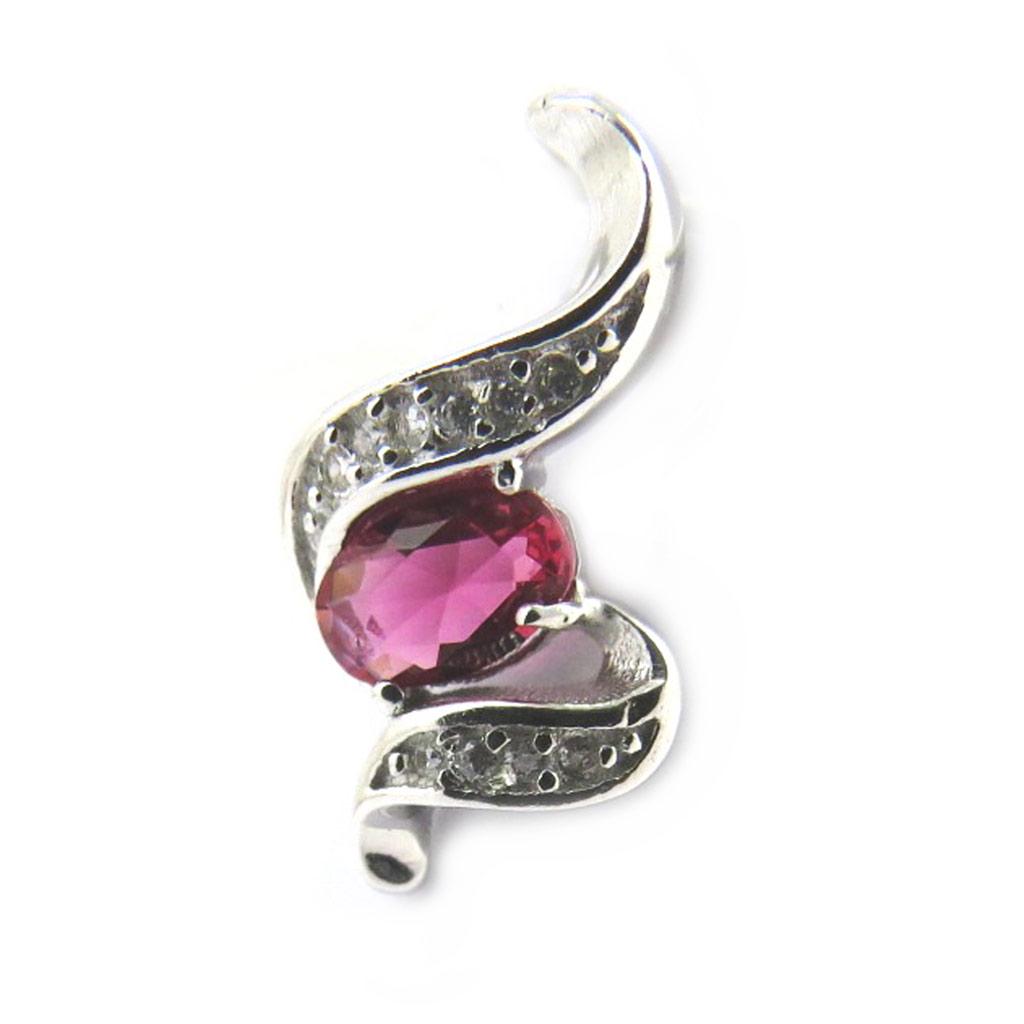 Les Trésors De Lily [M6202] - Silver Pendant 'Sissi' Silver-white Ruby ​​(rhodium-plated) - 18x10 Mm